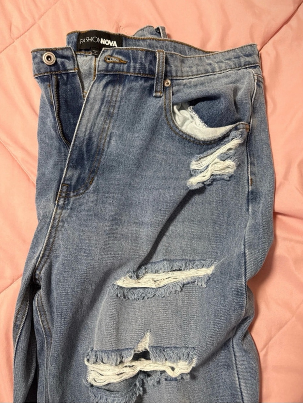 Fashion Nova Light Blue Women's Flare Distressed Jeans